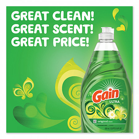 Dishwashing Liquid, Gain Original Scent, 38 oz Bottle (74346EA)