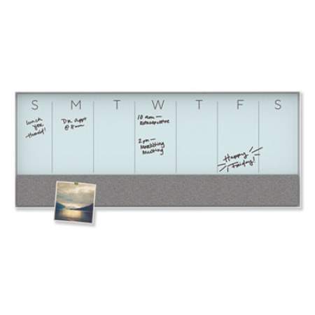 U Brands 3N1 Magnetic Glass Dry Erase Combo Board, 35 x 14.25, Week View, White Surface and Frame (3199U0001)