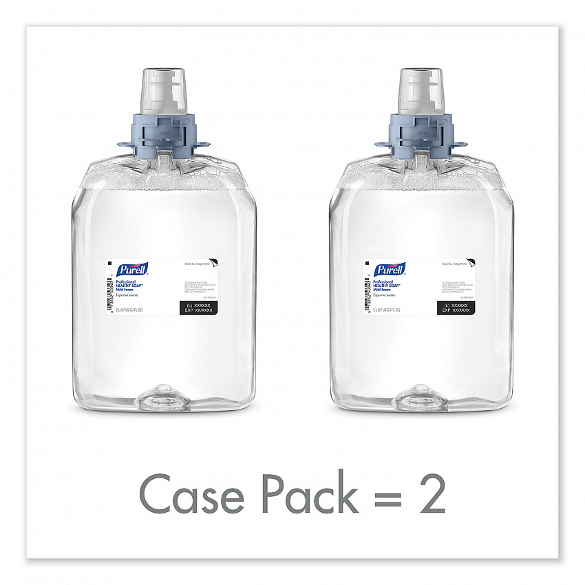 Professional HEALTHY SOAP Mild Foam, Refill for PURELL FMX-20 Manual Soap Dispenser, Fragrance-Free, 2,000 mL, 2/Carton (521302)