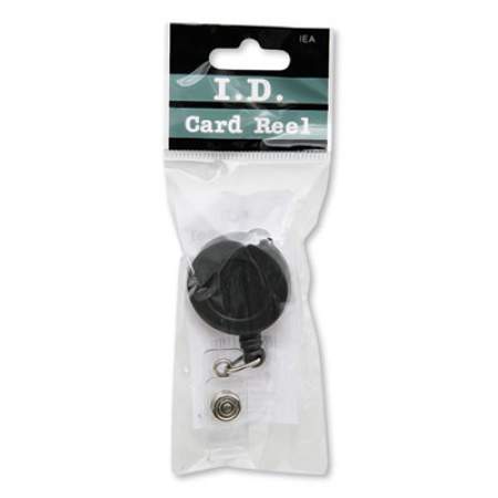 SICURIX Swivel-Style Spring-Clip ID Card Reel, 30" Extension, Black (68844)
