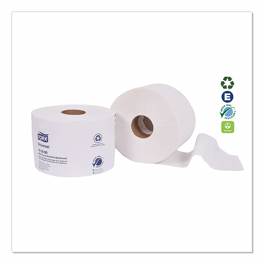 Universal Bath Tissue Roll with OptiCore, Septic Safe, 2-Ply, White, 865 Sheets/Roll, 36 Rolls/Carton (161990)