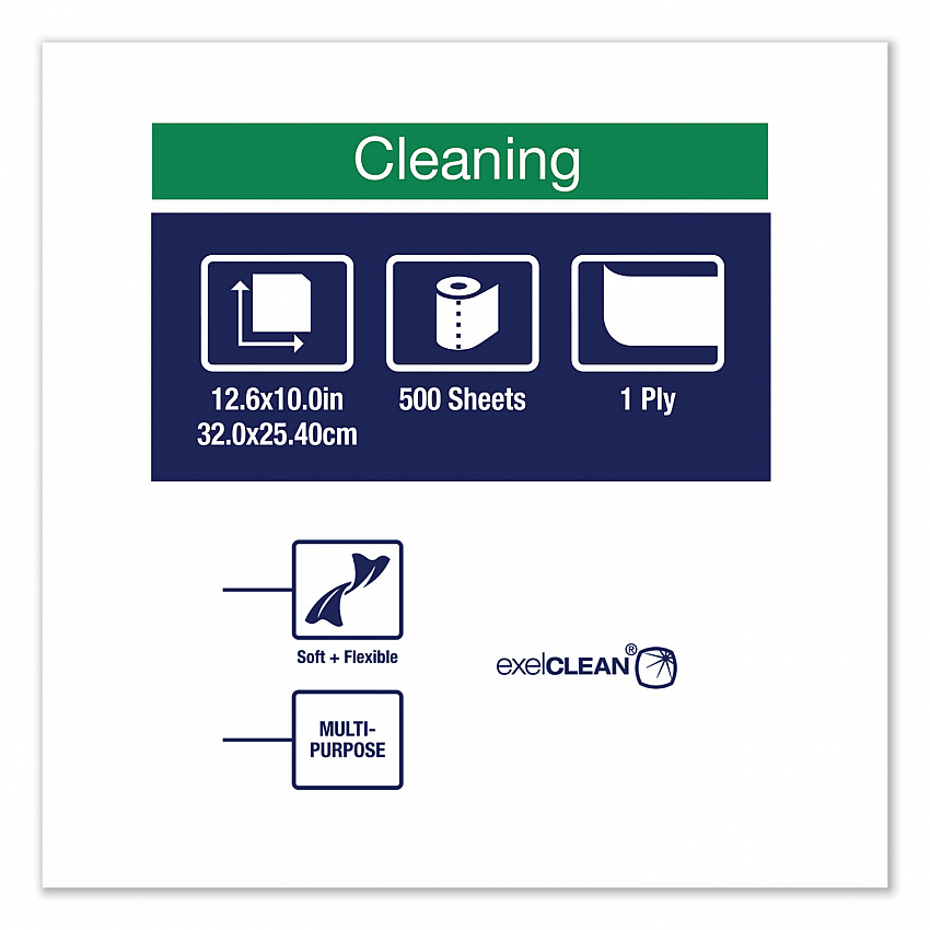 Cleaning Cloth, 12.6 x 10, White, 500 Wipes/Carton (510137)