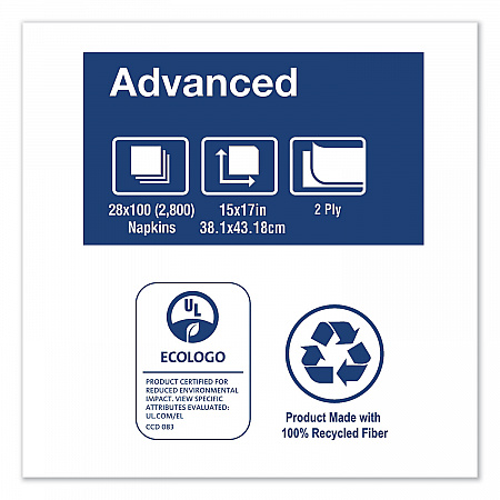 Advanced Dinner Napkins, 2-Ply, 15 x 17, 1/8 Fold, White, 100/PK, 28 PK/CT (NP528PA)