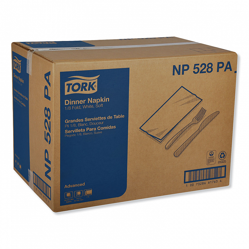 Advanced Dinner Napkins, 2-Ply, 15 x 17, 1/8 Fold, White, 100/PK, 28 PK/CT (NP528PA)