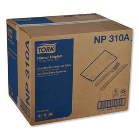 Tork Advanced Dinner Napkins, 2 Ply, 15" x 16.25", 1/8 Fold, White, 375/Packs, 8 Packs/Carton (NP310A)