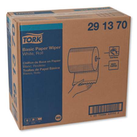 Tork Basic Paper Wiper Roll Towel, 7.68" x 1150 ft, White, 4 Rolls/Carton (291370)