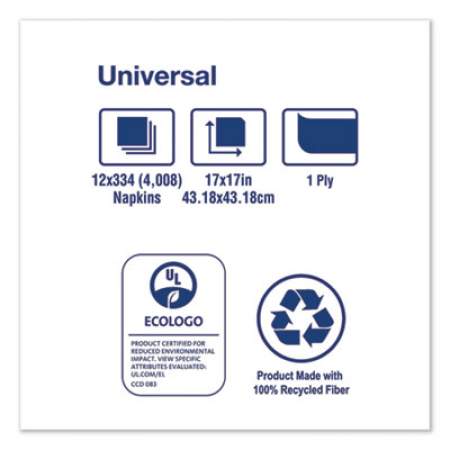 Tork Universal Dinner Napkins, 1-Ply, 17" x 17", 1/4 Fold, White, 4008/Carton (N7141A)