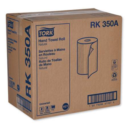 Tork Universal Hardwound Roll Towel, 7.88" x 350 ft, Natural, 12 Rolls/Carton (RK350A)