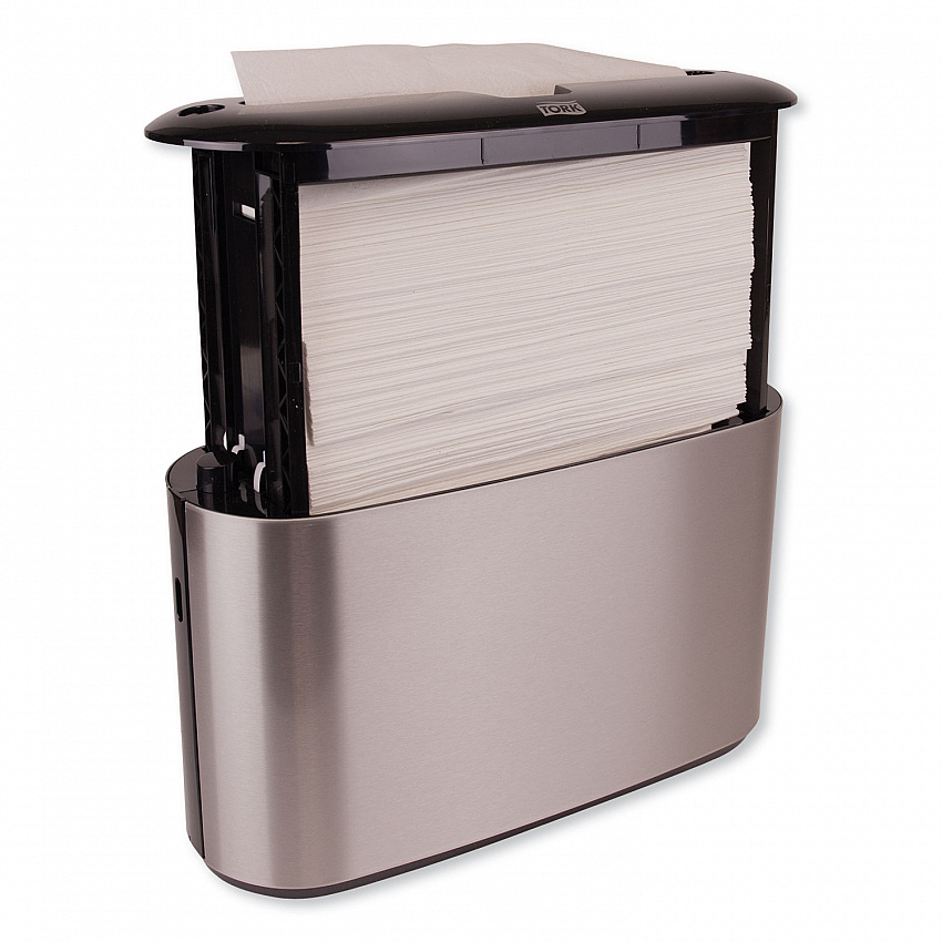 Xpress Countertop Towel Dispenser, 12.68 x 4.56 x 7.92, Stainless Steel/Black (302030)