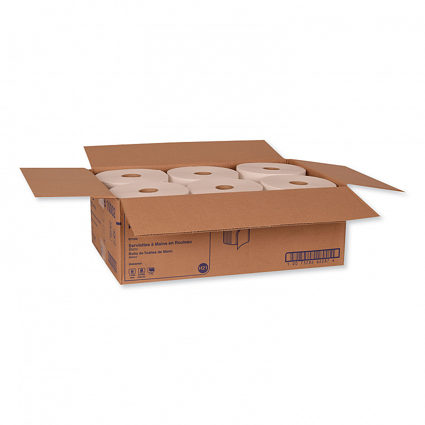 Hardwound Roll Towel, 1-Ply, 7.88" x 1,000 ft, White, 6 Rolls/Carton (RB10002)