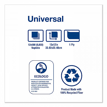 Universal Masterfold Dispenser Napkins, 1-Ply, 13 x 12, White, 6,000/Carton (D780)