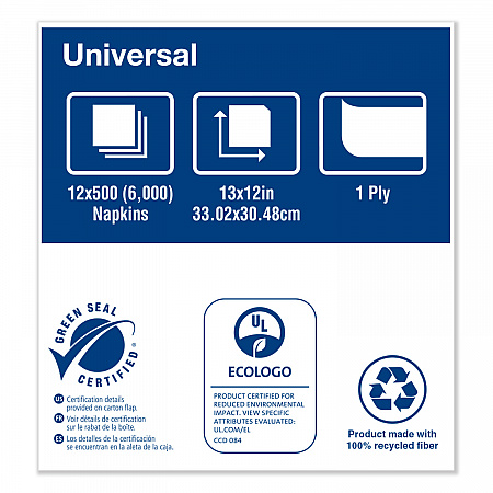Universal Masterfold Dispenser Napkins, 1-Ply, 13 x 12, Natural, 6,000/Carton (D786E)