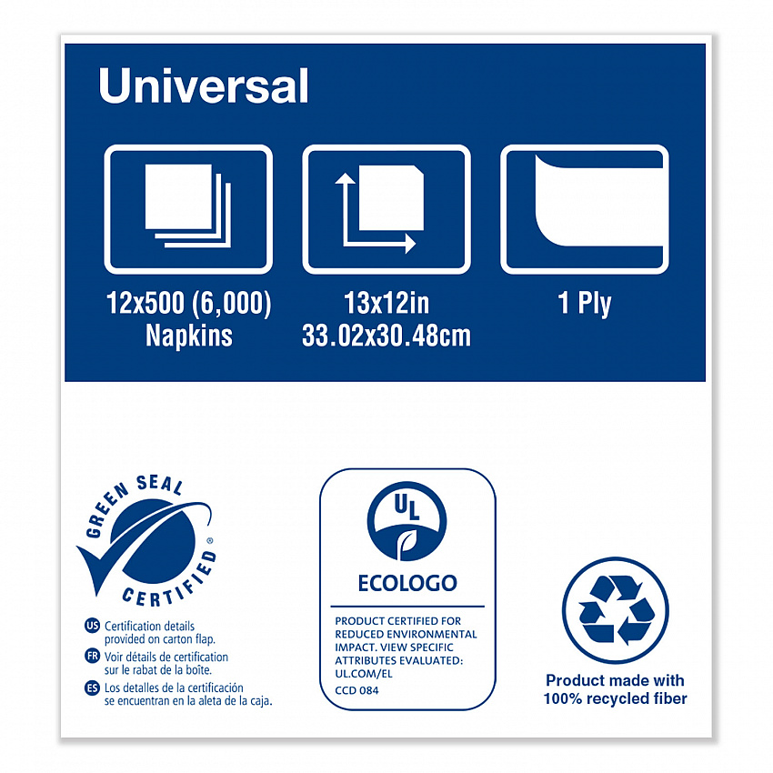 Universal Masterfold Dispenser Napkins, 1-Ply, 13 x 12, Natural, 6,000/Carton (D786E)
