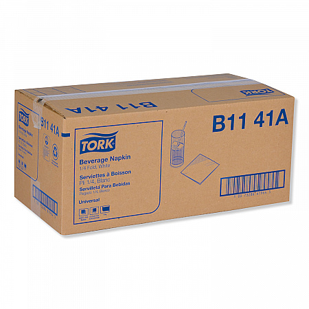 Universal Beverage Napkin, 1-Ply, 9.13 x 9.13, 1/4 Fold, Poly-Pack, White, 4,000/Carton (B1141A)
