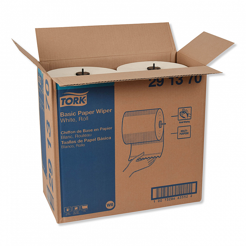 Basic Paper Wiper Roll Towel, 1-Ply, 7.68" x 1,150 ft, White, 4 Rolls/Carton (291370)