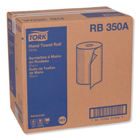 Tork Advanced Hardwound Roll Towel, 7.88" x 350 ft, White, 12 Rolls/Carton (RB350A)