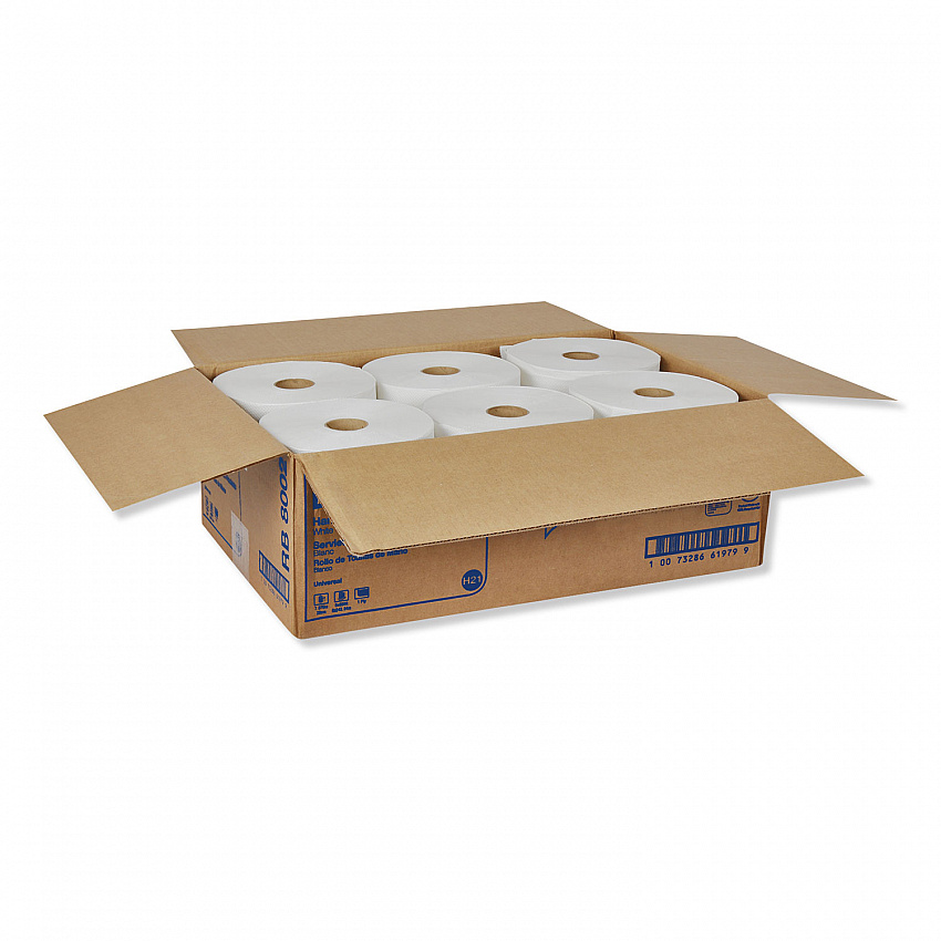 Universal Hand Towel Roll, 1-Ply, 7.88" x 800 ft, White, 6 Rolls/Carton (RB8002)