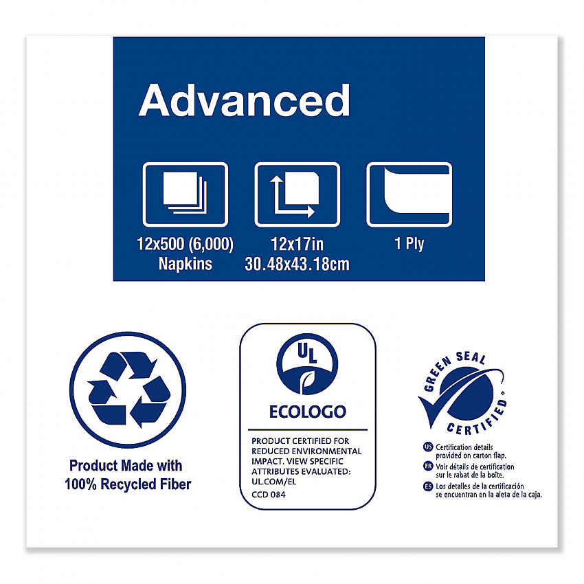 Advanced Masterfold Dispenser Napkin, 1-Ply, 12 x 17, Natural, 500/Pack, 12 Packs/Carton (D806E)