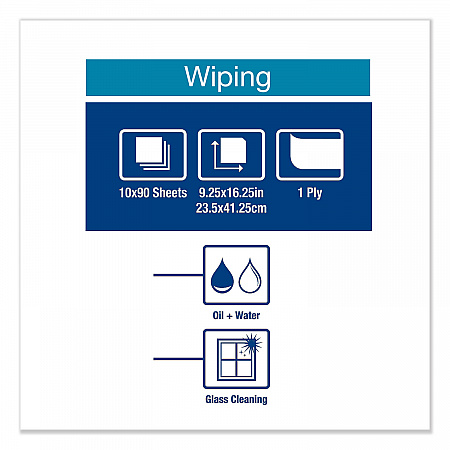 Heavy-Duty Paper Wiper, 1-Ply, 9.25 x 16.25, Unscented, White, 90 Wipes/Box, 10 Boxes/Carton (450175)