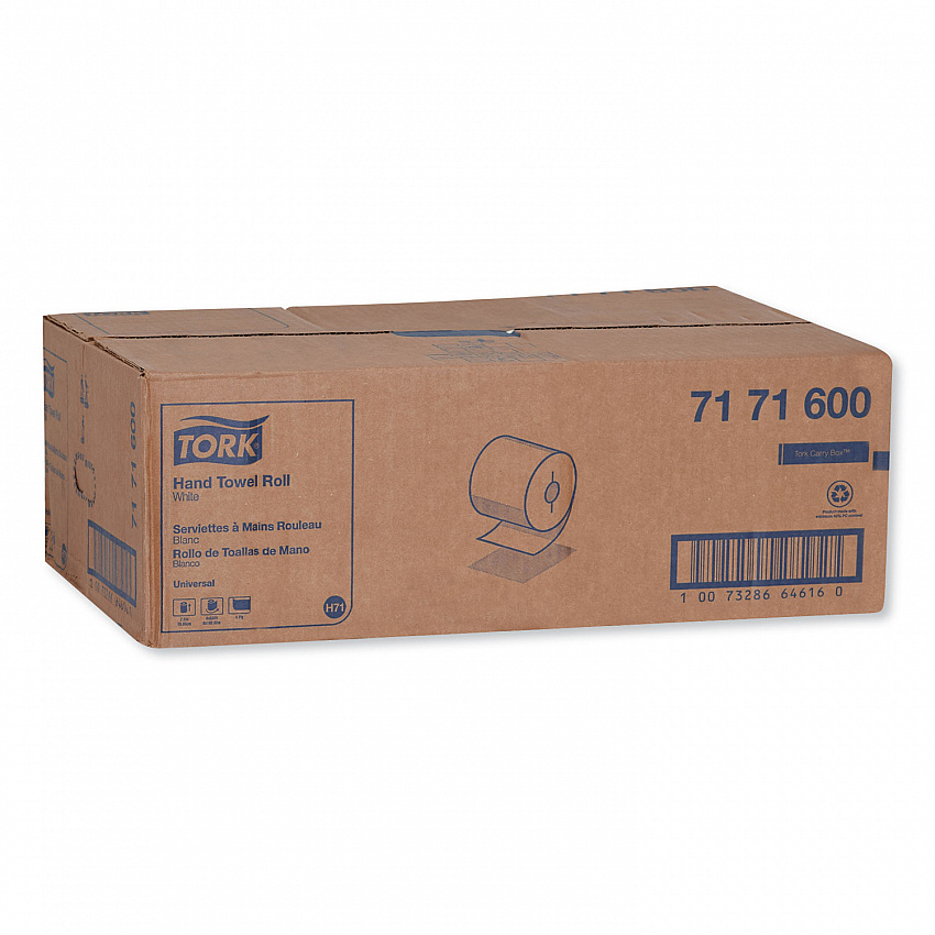 Universal Hand Towel Roll, Notched, 1-Ply, 7.5 x 10, White, 756/Roll, 6/Carton (7171600)