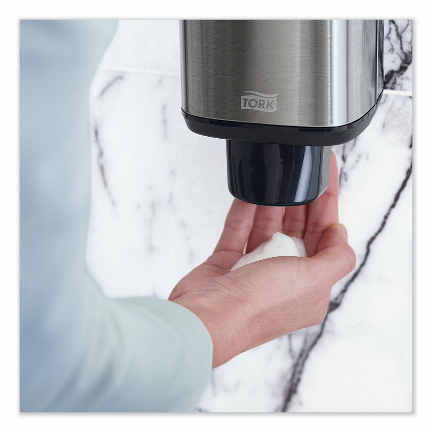 Foam Skincare Manual Dispenser, 1 L Bottle; 33 oz Bottle, 4.25 x 4.25 x 11.38, Stainless Steel (466000)