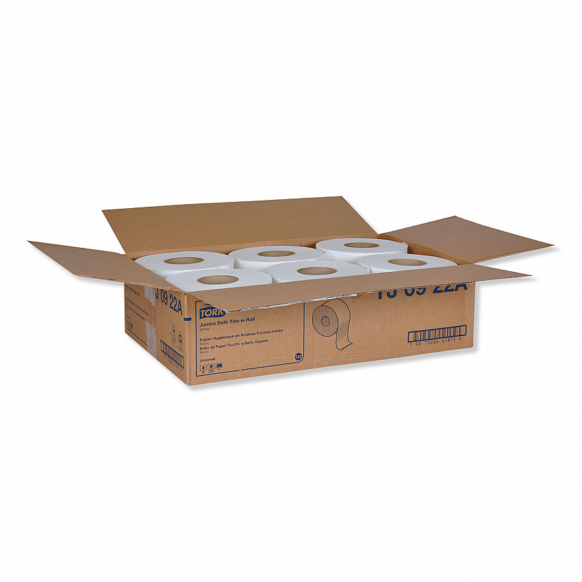 Universal Jumbo Bath Tissue, Septic Safe, 2-Ply, 3.48" x 1,000 ft, White, 12 Rolls/Carton (TJ0922A)