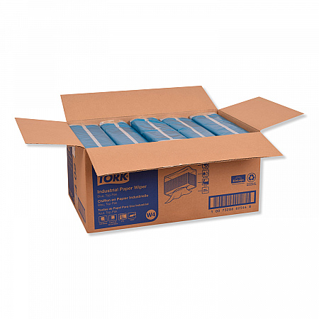 Industrial Paper Wiper, 4-Ply, 12.8 x 16.4, Unscented, Blue, 90/Pack, 5 Packs/Carton (440278)