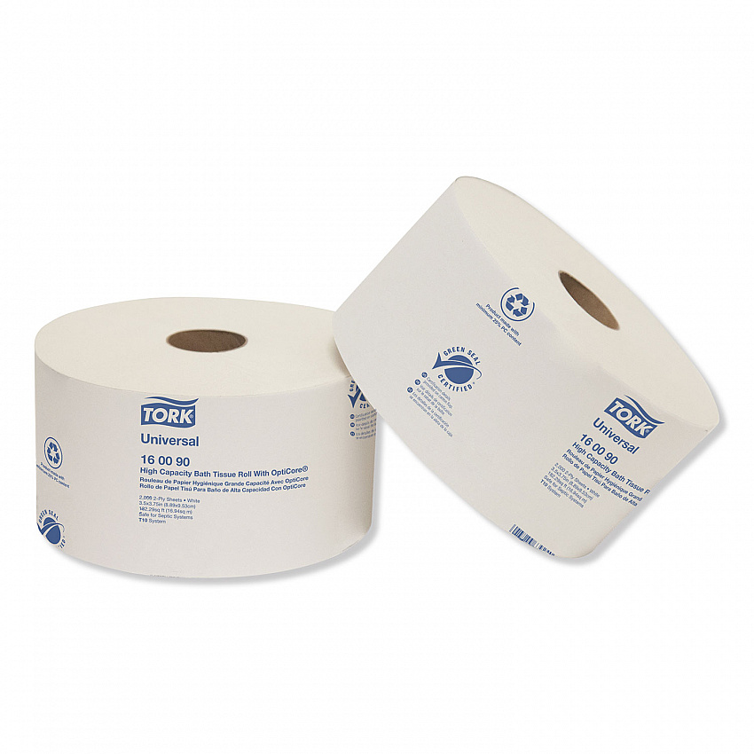 Universal High Capacity Bath Tissue with OptiCore, Septic Safe, 2-Ply, White, 2,000 Sheets/Roll, 12 Rolls/Carton (160090)