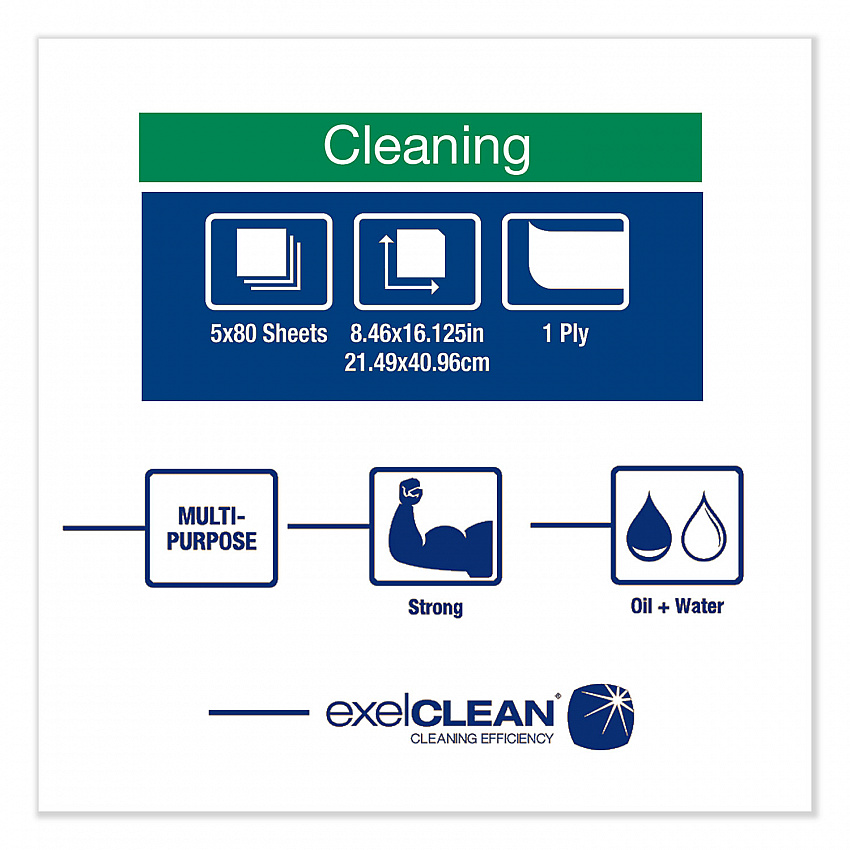 Heavy-Duty Cleaning Cloth, 8.46 x 16.13, White, 80/Box, 5 Boxes/Carton (5301755)