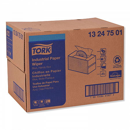 Industrial Paper Wiper, 4-Ply, 12.8 x 16.5, Unscented, Blue, 180/Carton (13247501)