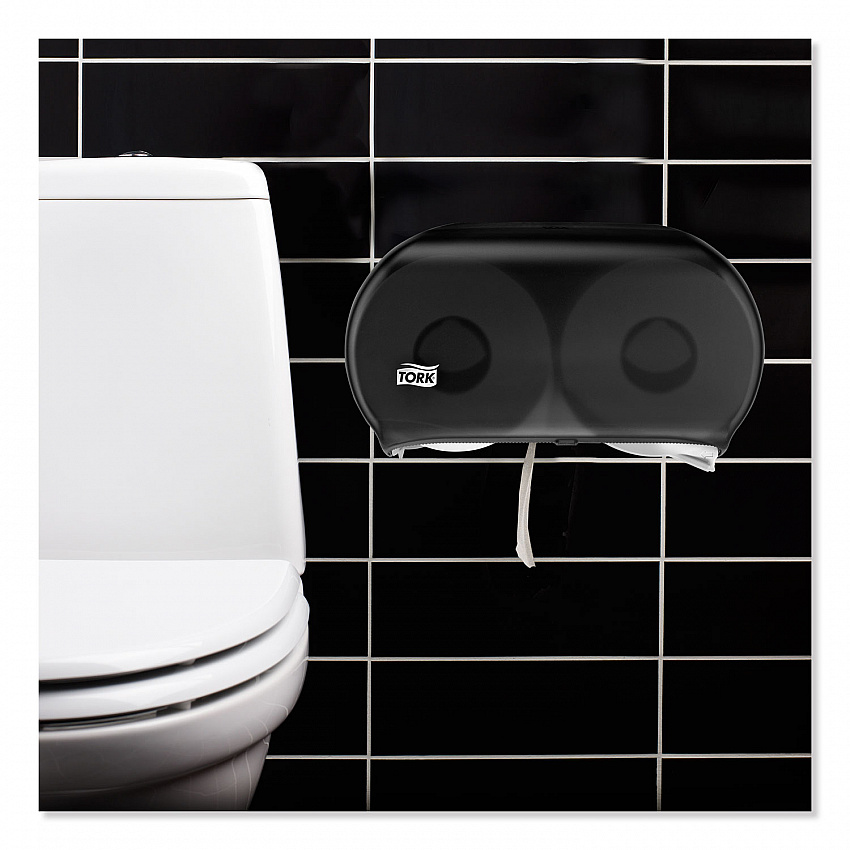 Twin Jumbo Roll Bath Tissue Dispenser, 19.29 x 5.51 x 11.83, Smoke/Gray (56TR)