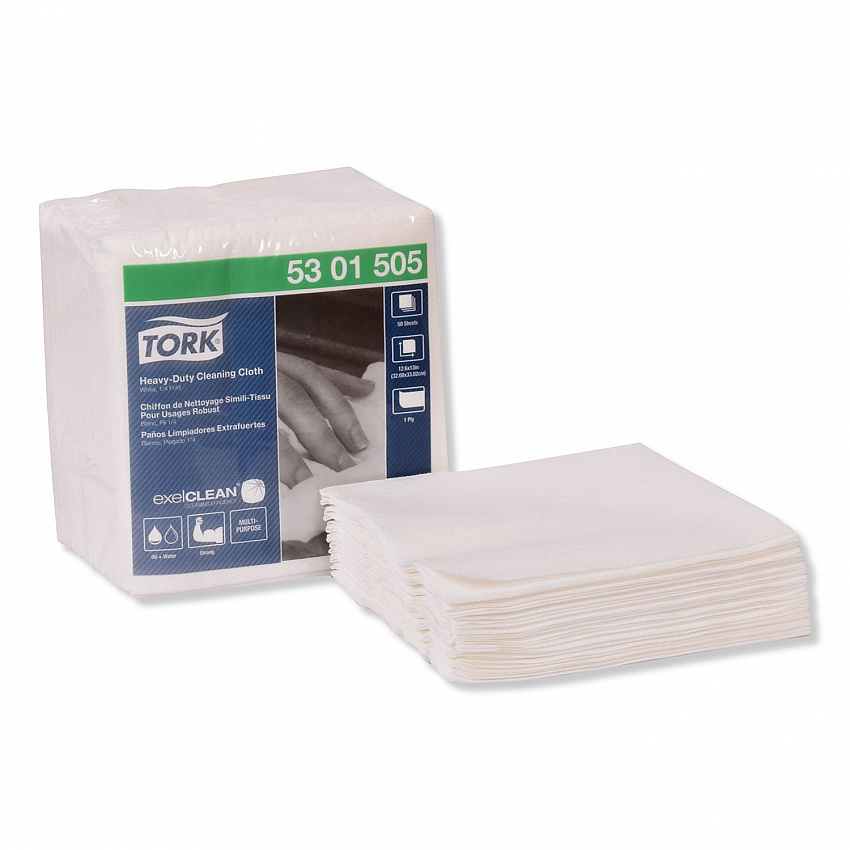 Heavy-Duty Cleaning Cloth, 12.6 x 13, White, 50/Pack, 6 Packs/Carton (5301505)