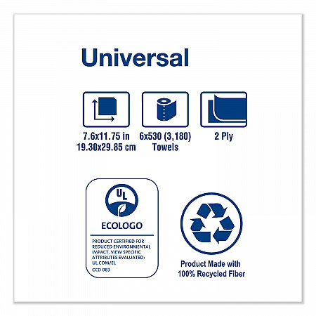 Centerfeed Hand Towel, 2-Ply, 7.6 x 11.75, White, 530/Roll, 6 Roll/Carton (RC530)