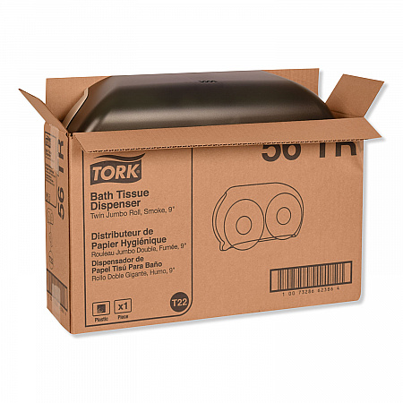 Twin Jumbo Roll Bath Tissue Dispenser, 19.29 x 5.51 x 11.83, Smoke/Gray (56TR)
