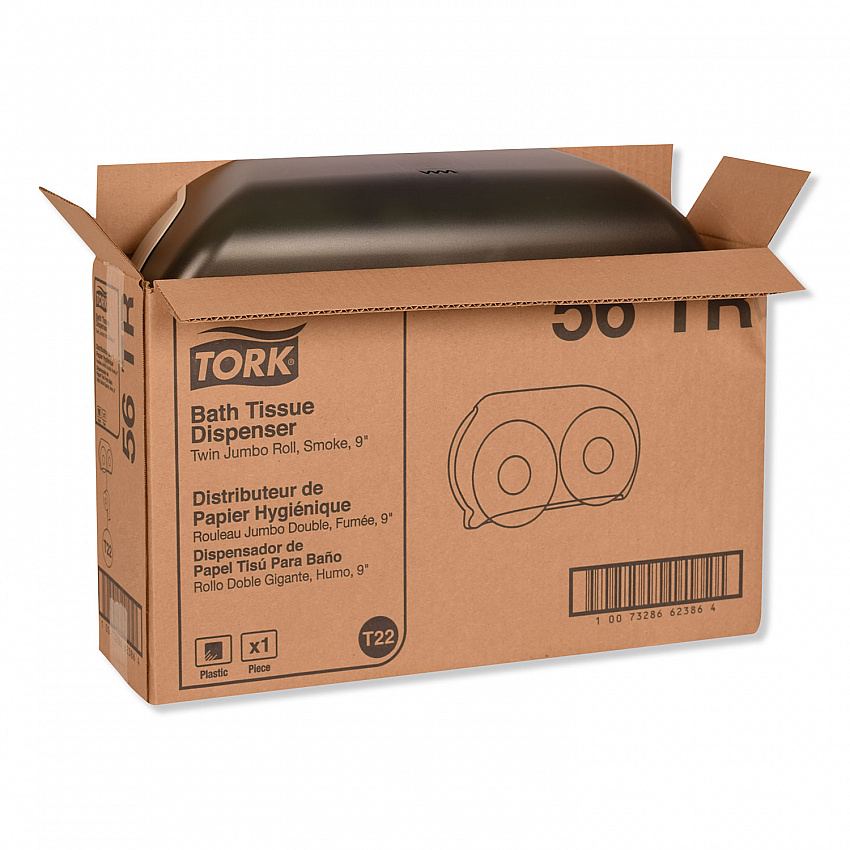 Twin Jumbo Roll Bath Tissue Dispenser, 19.29 x 5.51 x 11.83, Smoke/Gray (56TR)