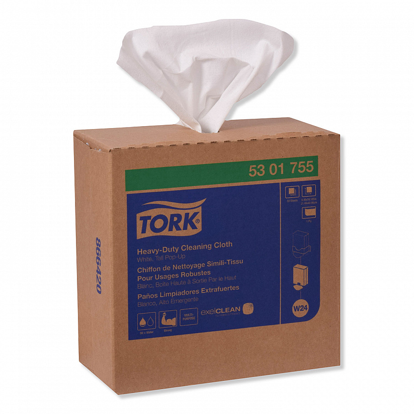 Heavy-Duty Cleaning Cloth, 8.46 x 16.13, White, 80/Box, 5 Boxes/Carton (5301755)