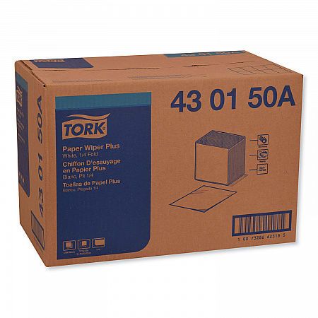 Paper Wiper Plus, 12.5 x 13, White, 1/4 Fold, 90/Pack, 12 Packs/Carton (430150A)