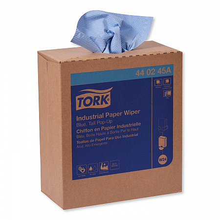 Industrial Paper Wiper, 4-Ply, 8.54 x 16.5, Unscented, Blue, 90 Towels/Box, 10 Boxes/Carton (440245A)