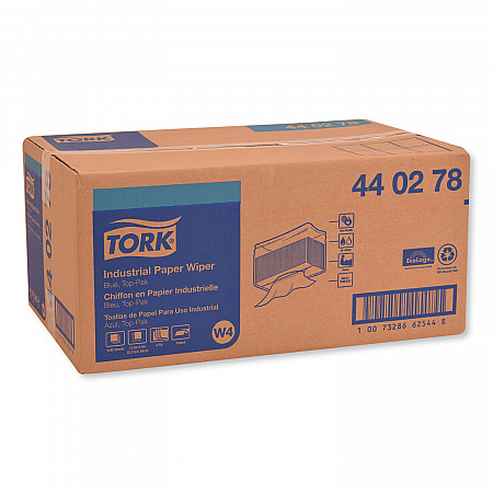 Industrial Paper Wiper, 4-Ply, 12.8 x 16.4, Unscented, Blue, 90/Pack, 5 Packs/Carton (440278)