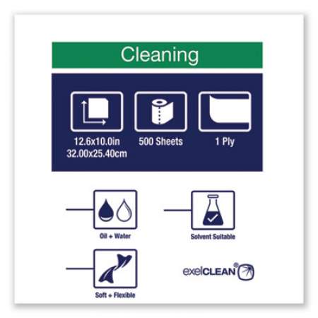 Tork INDUSTRIAL CLEANING CLOTHS, 1-PLY, 12.6 X 10, GRAY, 500 WIPES/ROLL (520337)