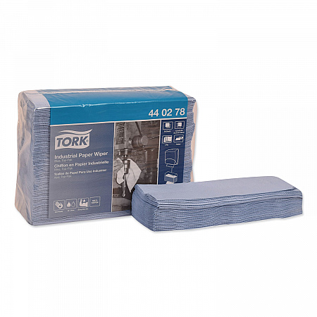 Industrial Paper Wiper, 4-Ply, 12.8 x 16.4, Unscented, Blue, 90/Pack, 5 Packs/Carton (440278)