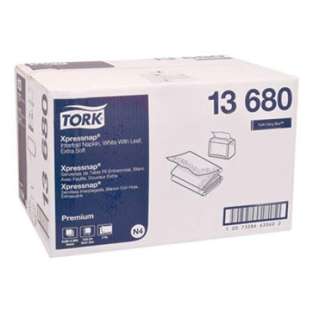 Tork Premium Xpressnap Interfold Dispenser Napkins, 2-Ply,13x8.5, White,500/PK,8PK/CT (13680)