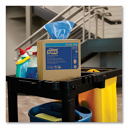 Industrial Paper Wiper, 4-Ply, 8.54 x 16.5, Unscented, Blue, 90 Towels/Box, 10 Boxes/Carton (440245A)