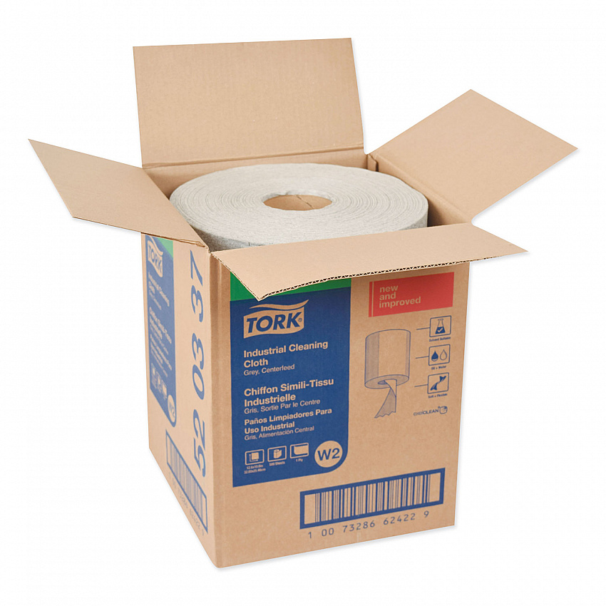 Industrial Cleaning Cloths, 1-Ply, 12.6 x 10, Gray, 500 Wipes/Roll (520337)