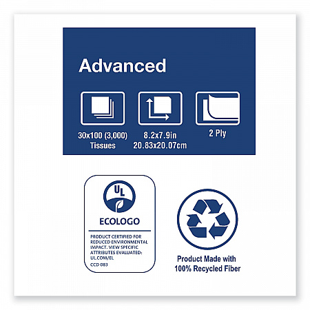 Advanced Facial Tissue, Flat Box, 2-Ply, White, 100 Sheets/Box, 30 Boxes/Carton (TF6810)