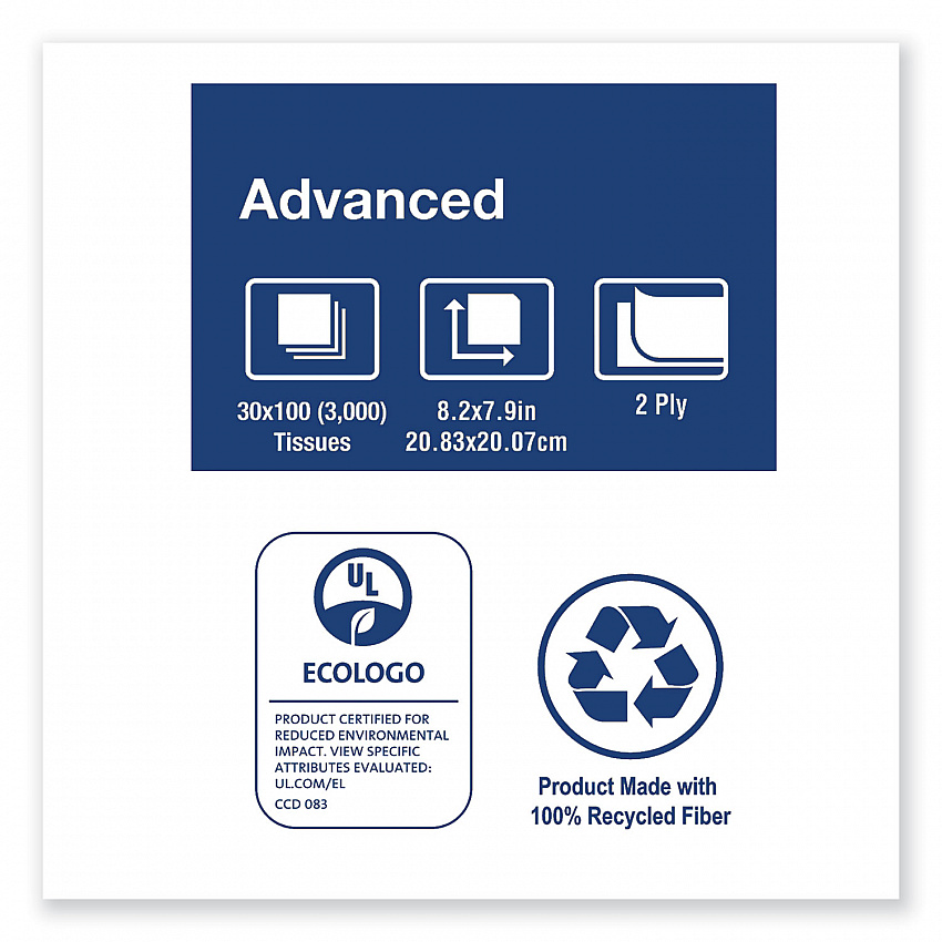 Advanced Facial Tissue, Flat Box, 2-Ply, White, 100 Sheets/Box, 30 Boxes/Carton (TF6810)