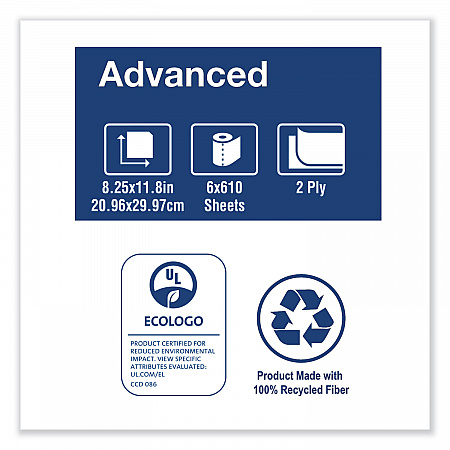 Advanced Centerfeed Hand Towel, 2-Ply, 8.25 x 11.8, White, 610/Roll, 6/Carton (121202)