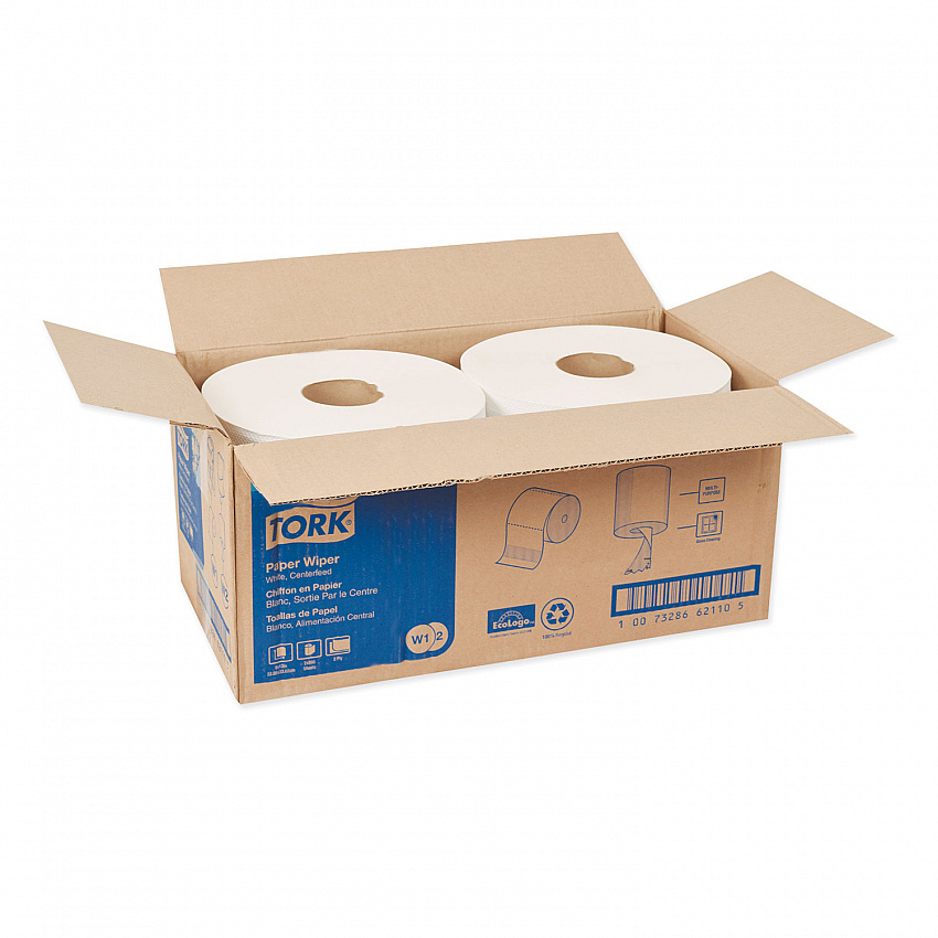 Paper Wiper, Centerfeed, 2-Ply, 9 x 13, White, 800/Roll, 2 Rolls/Carton (130211B)
