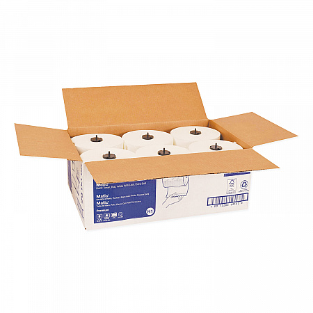Premium Soft Matic Hand Towel Roll, 2-Ply, 7.7 x 575 ft, White, 704/Roll, 6 Rolls/Carton (290096)