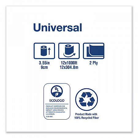 Universal Jumbo Bath Tissue, Septic Safe, 2-Ply, 3.48